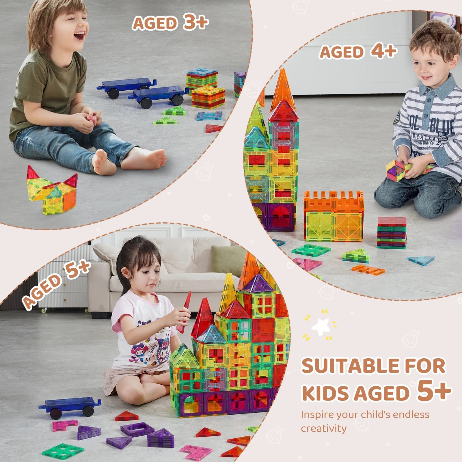 VEVOR 180PCS Magnetic Building Blocks Construction Set for Kids - The Kings Lots