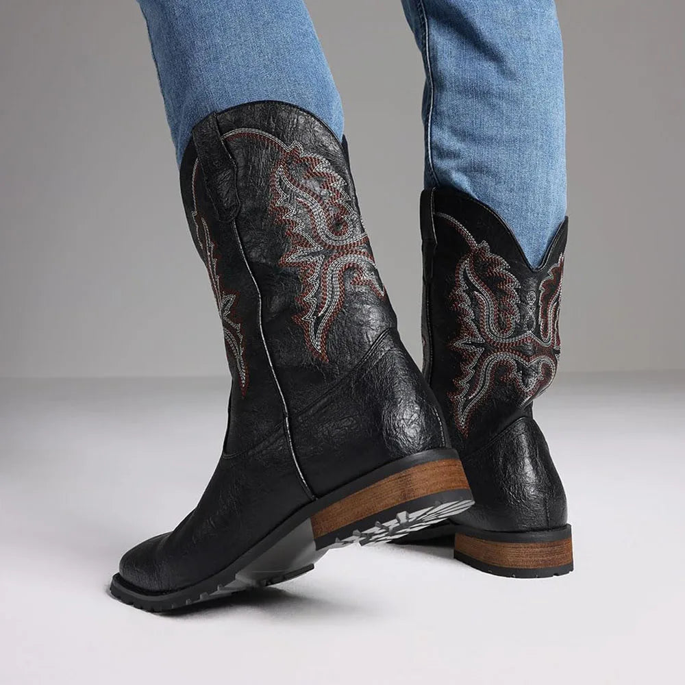 DoraTasia Plus Size 12.5 Retro Square Toe Cowboy Boots - The Kings Lots