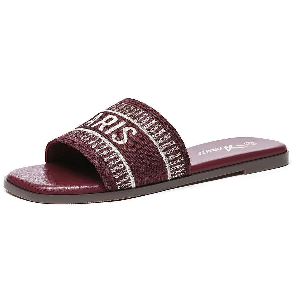 Summer Women Letter Flat Sandals Casual Comfortable Slip Slide 2024 Fashion - The Kings Lots