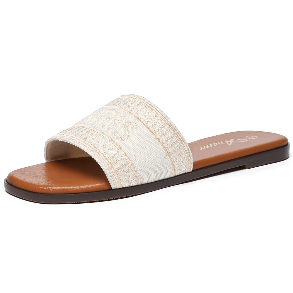 Summer Women Letter Flat Sandals Casual Comfortable Slip Slide 2024 Fashion - The Kings Lots