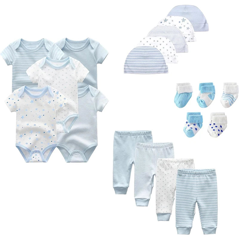 Unisex Baby Boy Girl Layette Sets Bodysuits Pants And Accessories 19 Packs Comfort Infant Outfit New Born Essentials - The Kings Lots
