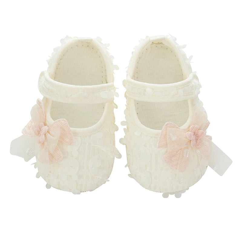 Adorable Baby Girl Bow Flats Shoes with Petal Design - The Kings Lots