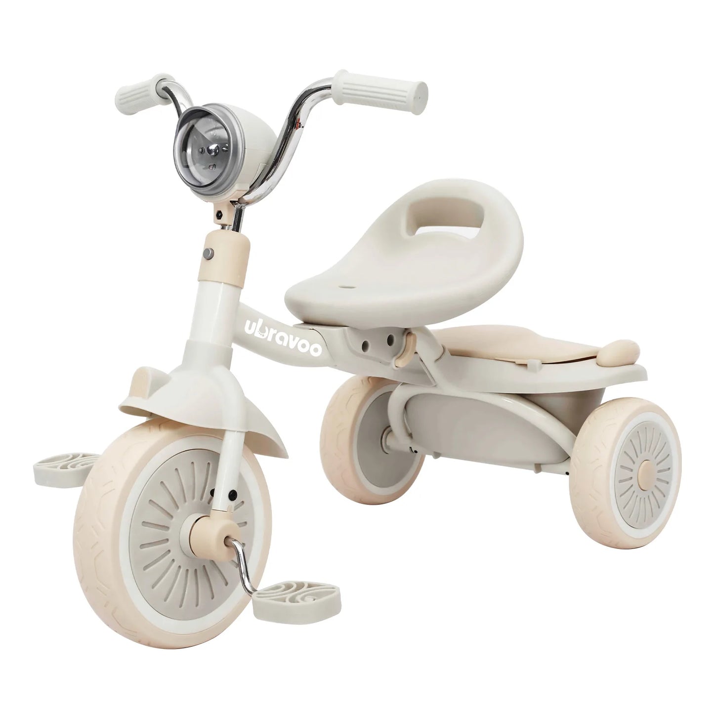 UBRAVOO Baby Foldable Tricycle Trike with Pedals,Unique PU Wheels with Elasticity Shock-absorbing Effect,Cool Lights,1-5 Years - The Kings Lots