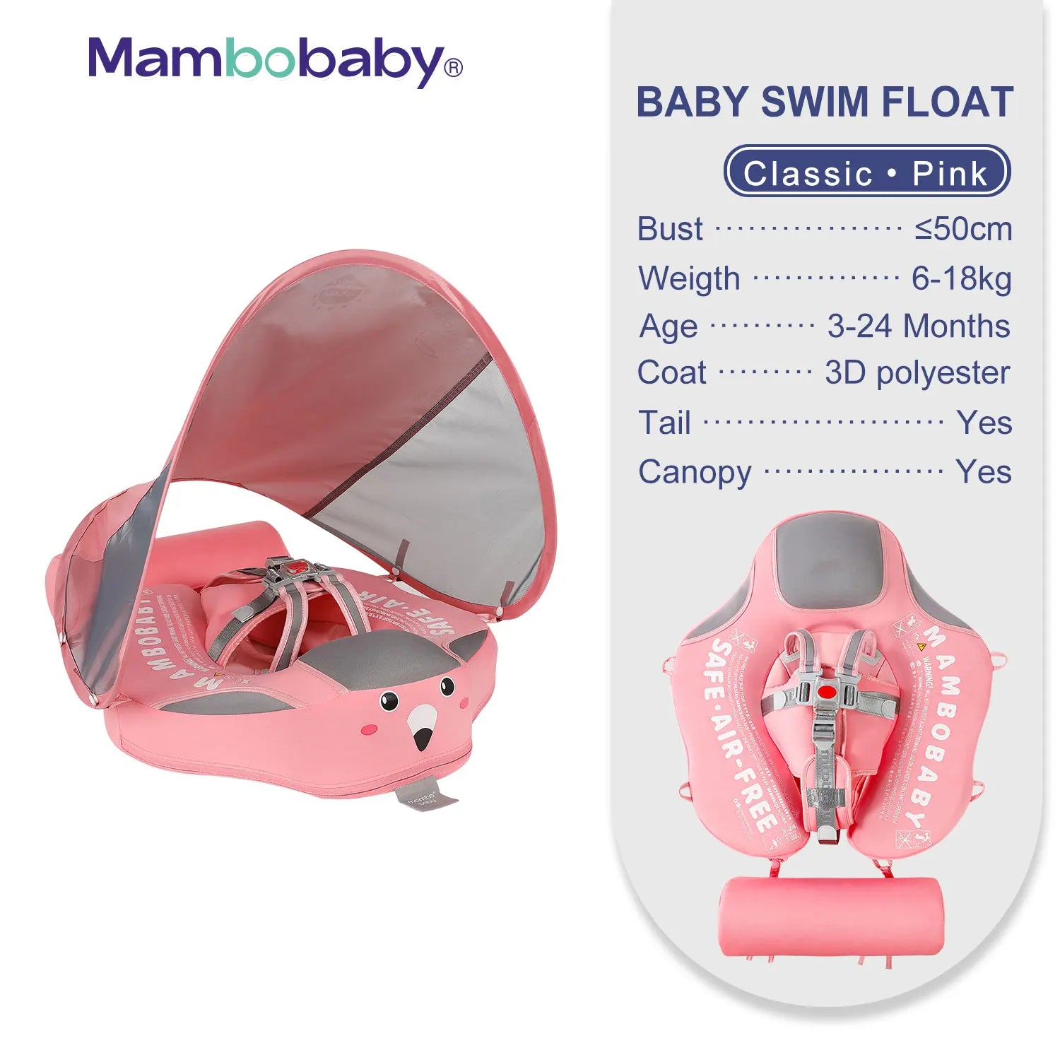 Mambobaby Baby Float with Sunshade Canopy and Crotch Strap - The Kings Lots