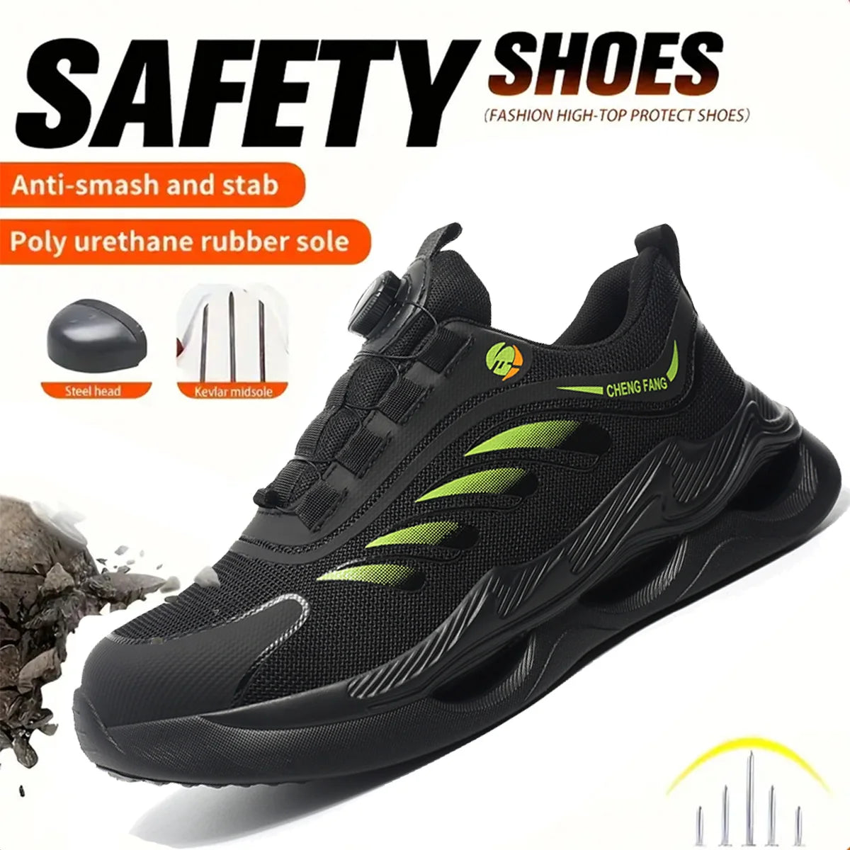 Soft sole lace-free anti-smash and anti-puncture safety shoes - The Kings Lots