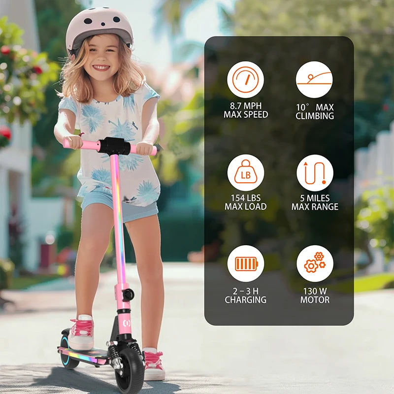 New Version S5 Kids Electric Scooter 24V/2.5Ah Battery 130W Motor Max Speed 14km/h with Suspension 6.5 Inch Tires Max Rang 8KM - The Kings Lots