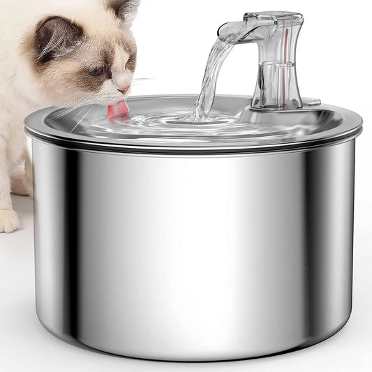 2L Fully Stainless Steel Pet Water Dispenser Automatic Cat Water Fountain with Sensor Heater - The Kings Lots
