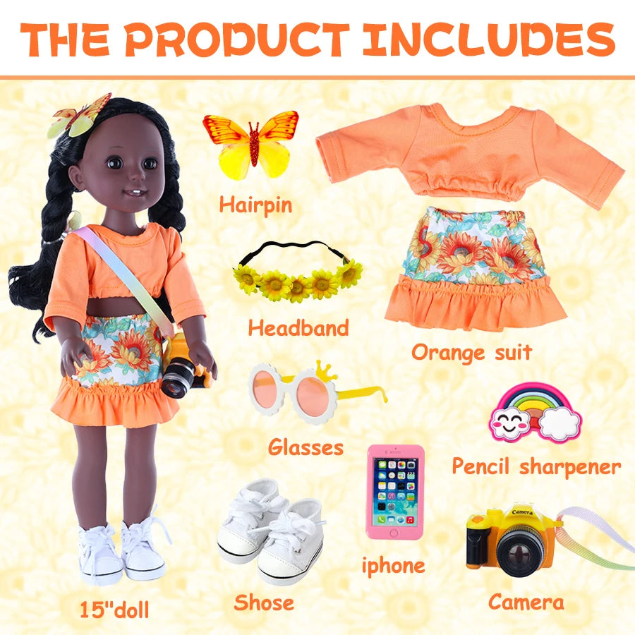Fashionable Exquisite Girl Doll 15 Inch Birthday Gift Doll Delicate for Children Dress for Home Bedroom Simulated Decoration - The Kings Lots