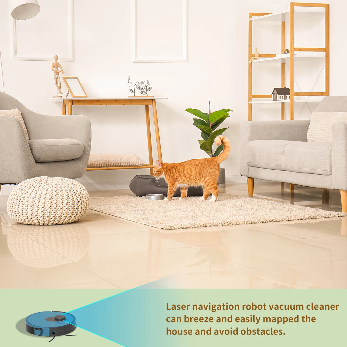 OKP Lidar Robot Vacuum Cleaner 3800Pa Power Suction for Pet Hair and Carpet - The Kings Lots