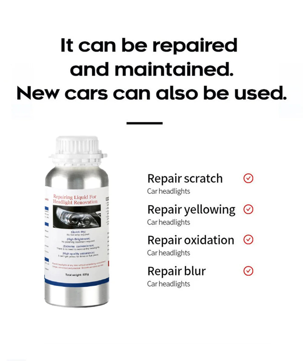 Car Headlight Polishing Kit 800ML Restoration Liquid Tool - The Kings Lots