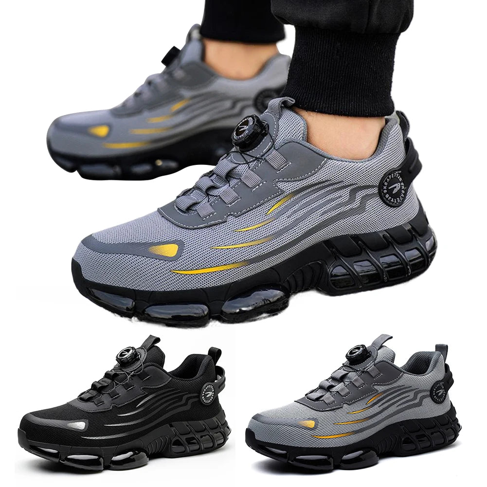 Men Steel Toe Shoes Lightweight Safety Shoes Non Slip Comfortable Work Shoes Breathable for Industrial Construction - The Kings Lots