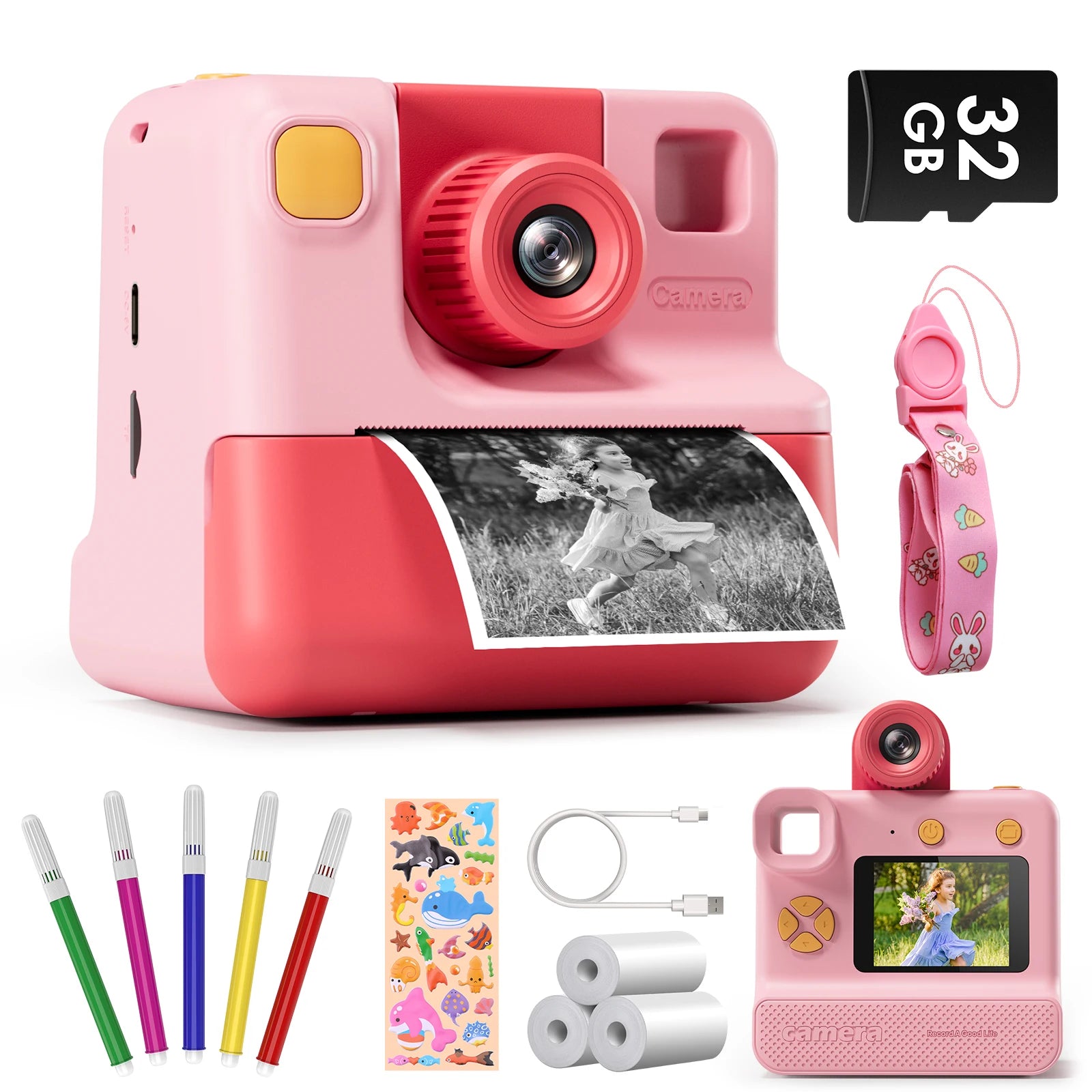 Gofunly Kids Digital Camera Toy 1080P HD Instant Print Camera - The Kings Lots