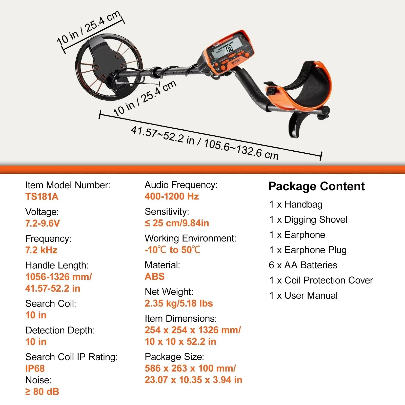 VEVOR Metal Detector for Adults & Kids 10Inch Waterproof Coil - The Kings Lots