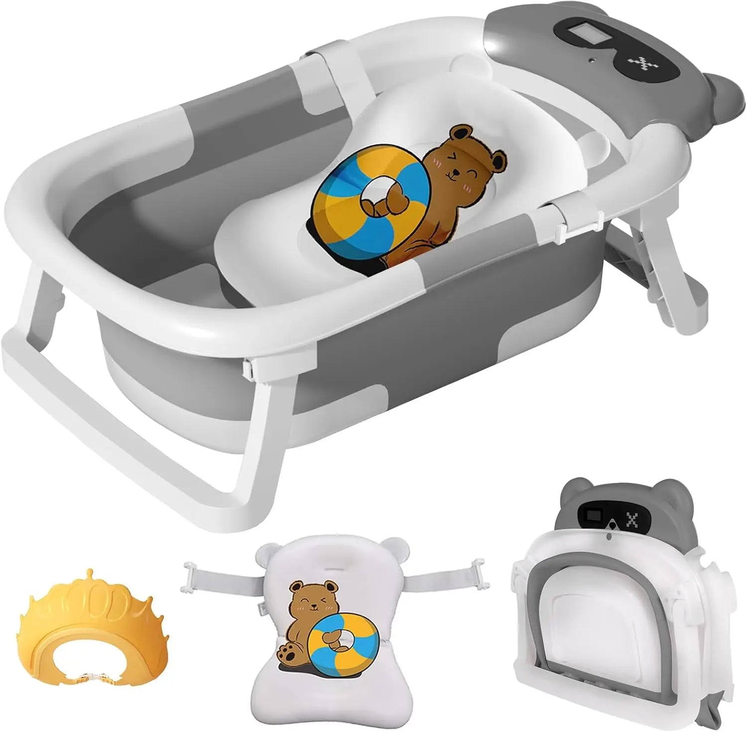 Baby Bathtub Real-Time Temperature Display Non-Slip Folding Tub - The Kings Lots