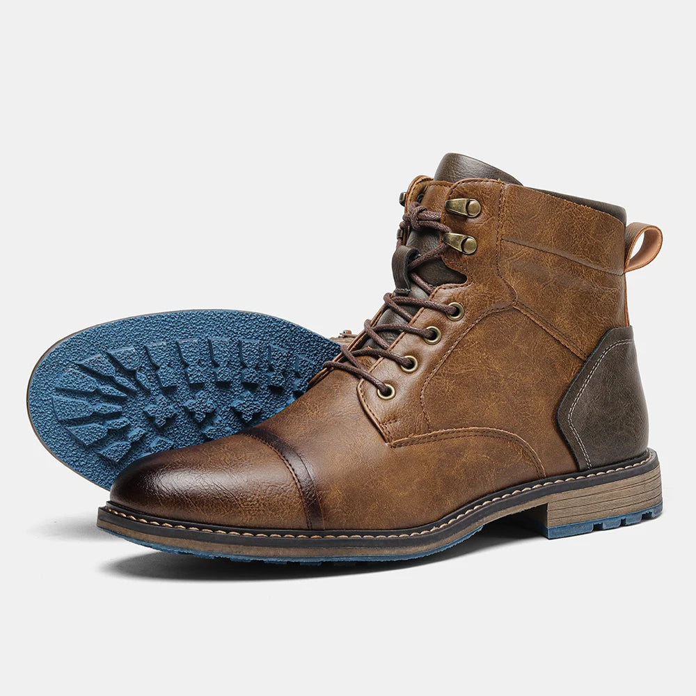 Size 8-13 Retro Men Boots 2025 Fashion Comfortable Spring Leather Boots - The Kings Lots
