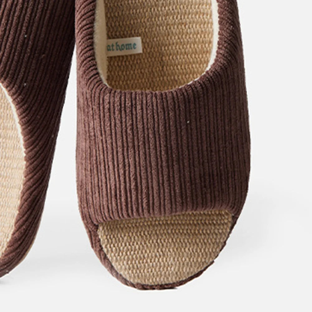 Unisex House Slippers Corduroy Linen Slippers Non-Slip Indoor - The Kings Lots