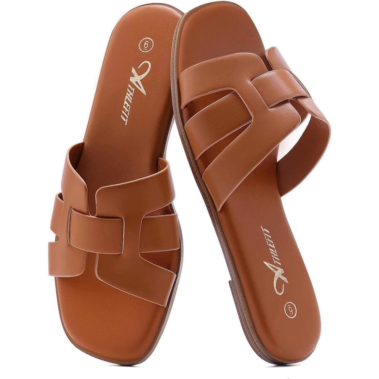 Women's Flat Sandals Dressy Summer Square Open Toe Slip On - The Kings Lots