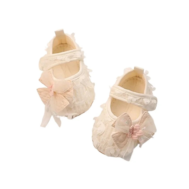 Adorable Baby Girl Bow Flats Shoes with Petal Design - The Kings Lots