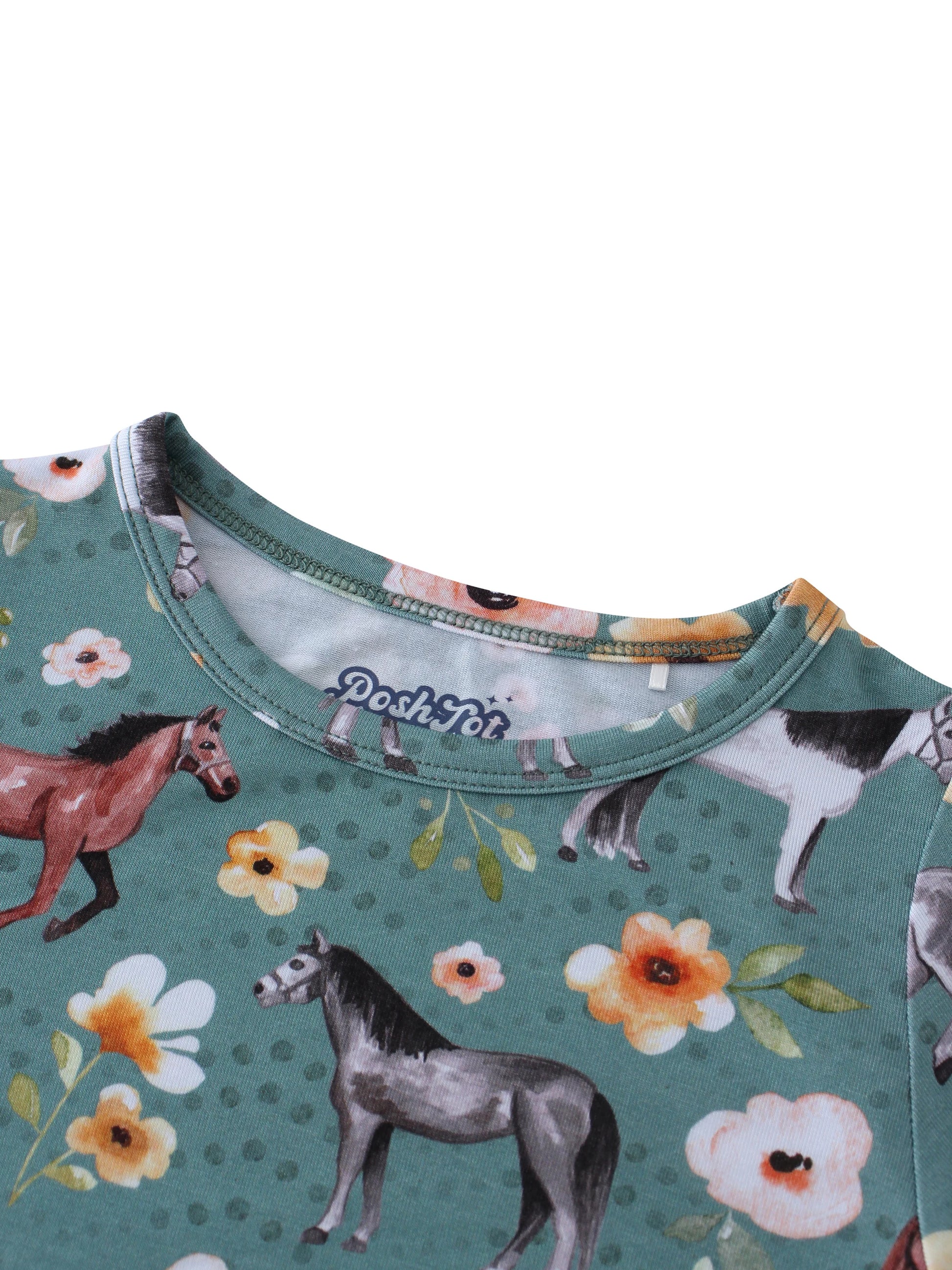 POSHTOT Mustang printed bamboo fiber super comfortable bamboo girls printed Princess dress, ladylike style - The Kings Lots