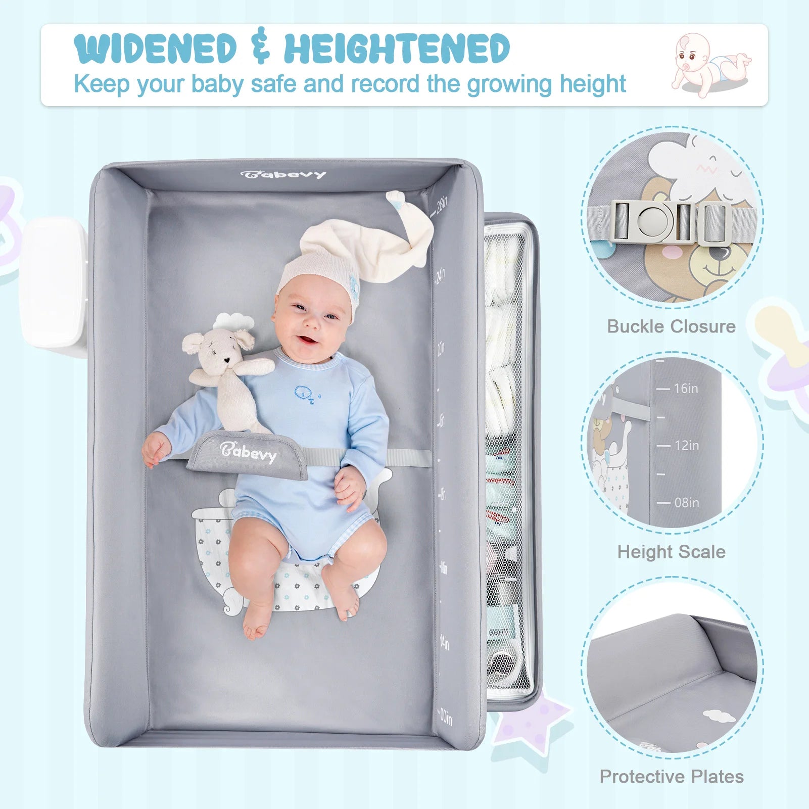 Portable Baby Changing Table with Wheels and Adjustable Height - The Kings Lots