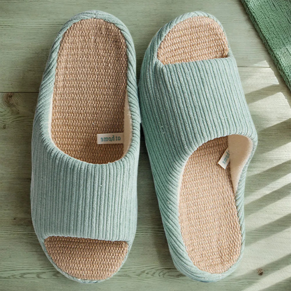 Unisex House Slippers Corduroy Linen Slippers Non-Slip Indoor - The Kings Lots