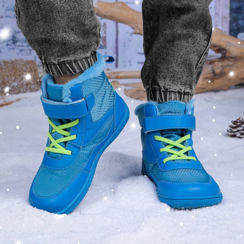 Kid's Snow Boots Children's Outdoor Wide Toe Barefoot Shoes Warm Waterproof Winter Boots High-top Velvet Boot Size 25-35 - The Kings Lots