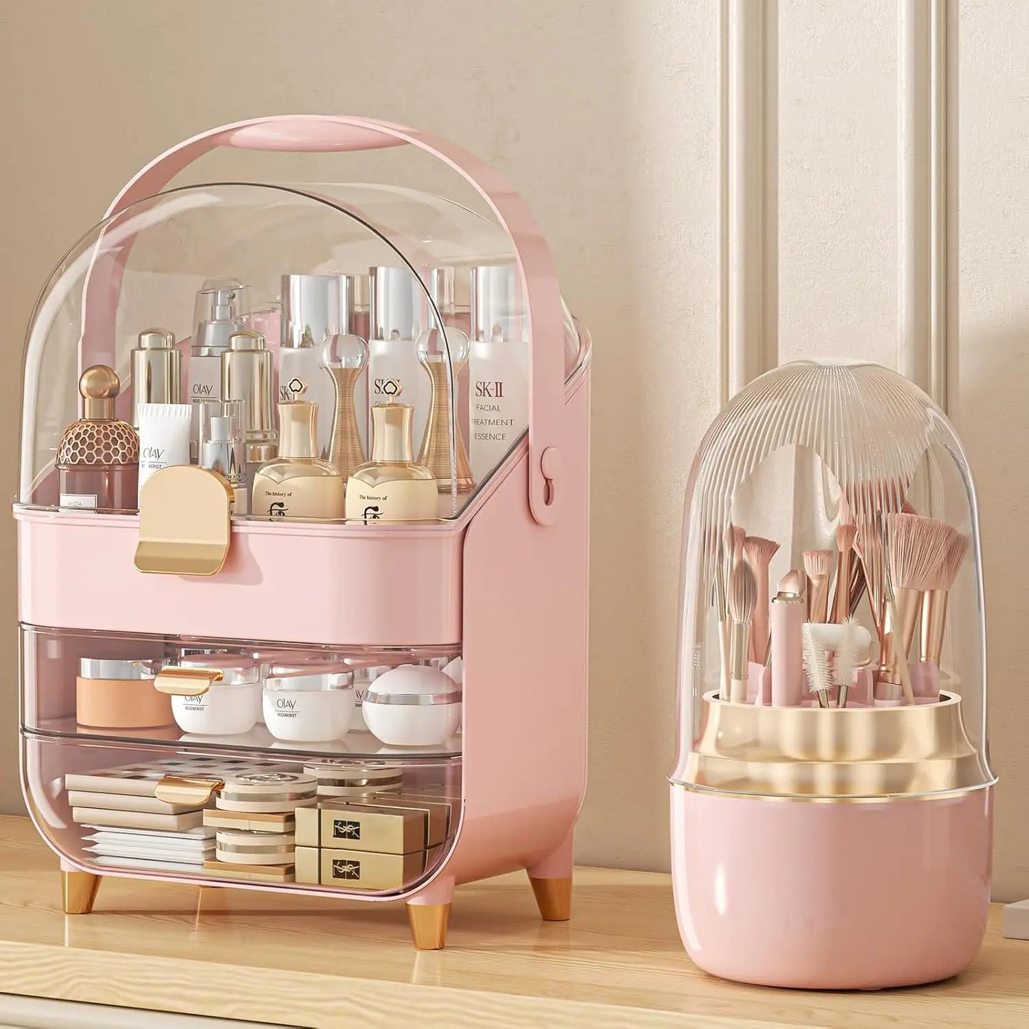 Makeup Organizer, Skincare Holder Bathroom Counter Organizer, Storage Box Cosmetic Display Cases, Teen Girl Gifts Trendy Stuff - The Kings Lots