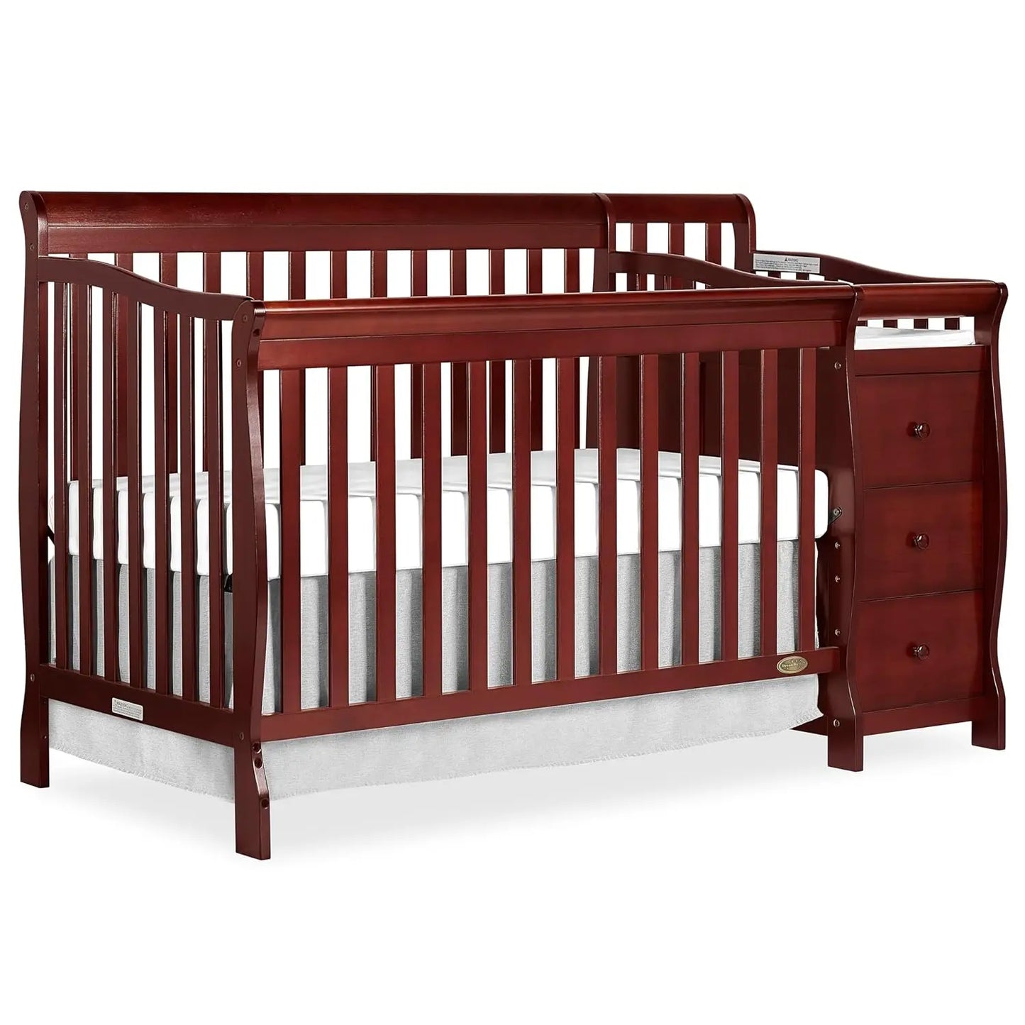5 In 1 Brody Convertible Crib With Changer In White, Greenguard Gold Certified, Comes With 1" Changing Pad, Non-Toxic Finish - The Kings Lots