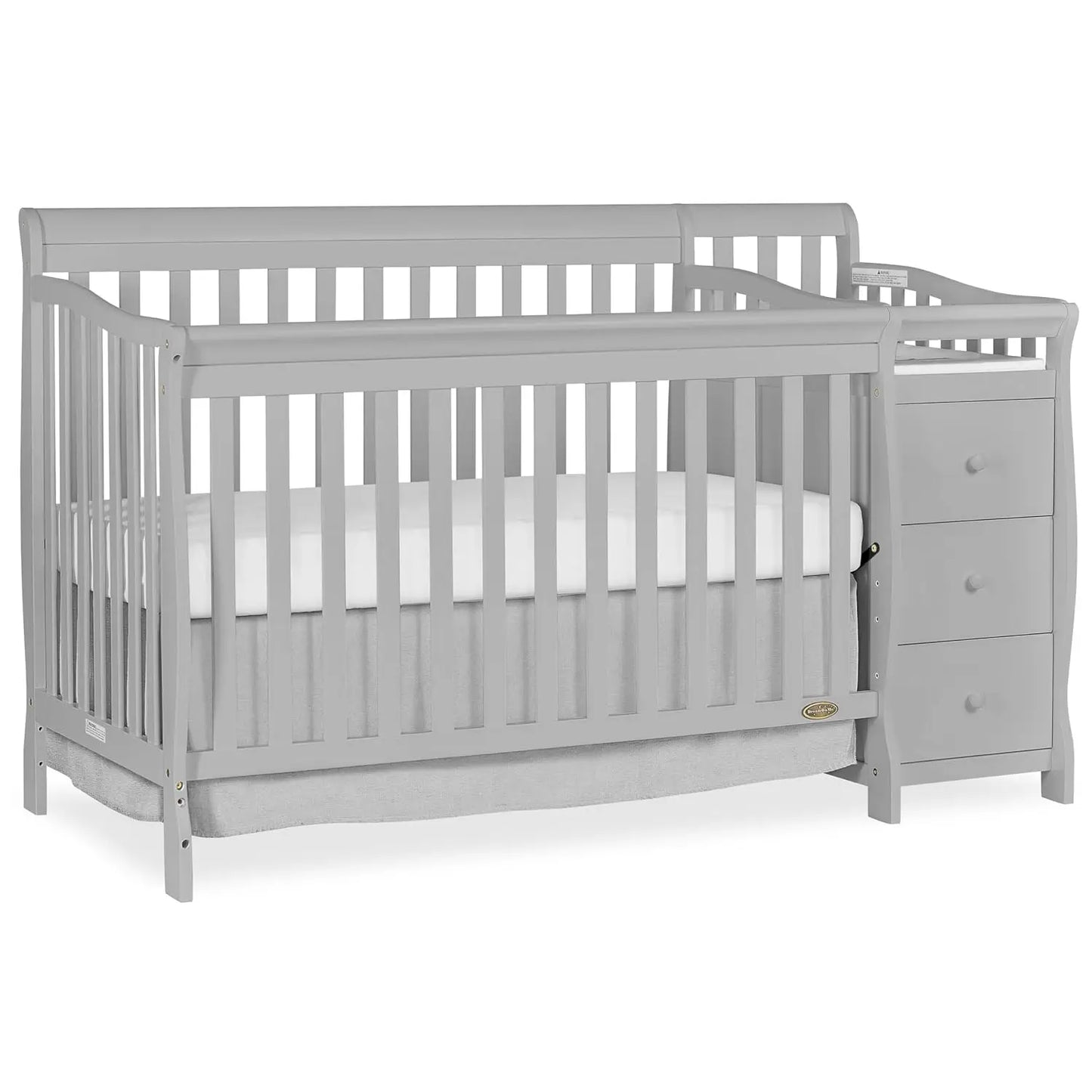 5 In 1 Brody Convertible Crib With Changer In White, Greenguard Gold Certified, Comes With 1" Changing Pad, Non-Toxic Finish - The Kings Lots