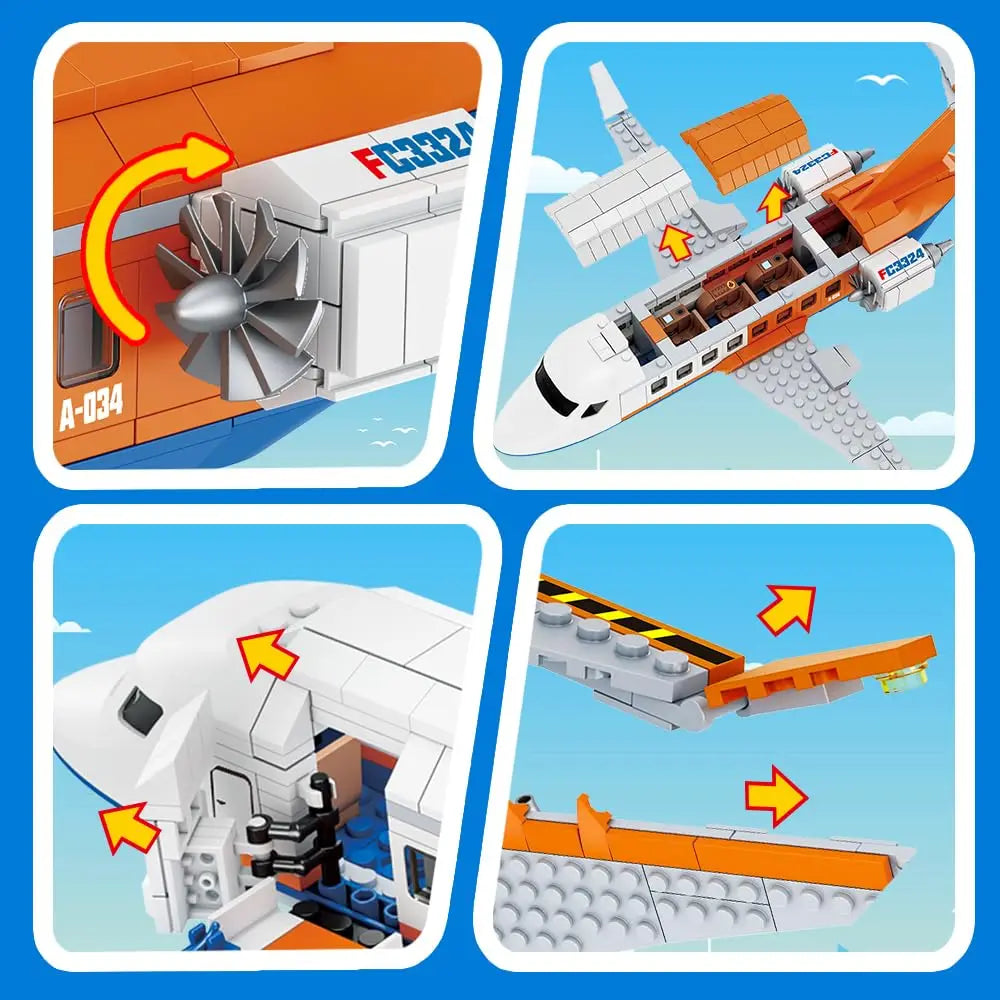 HOGOKIDS City Passenger Airplane Building Set STEM 3 in 1 Toy - The Kings Lots