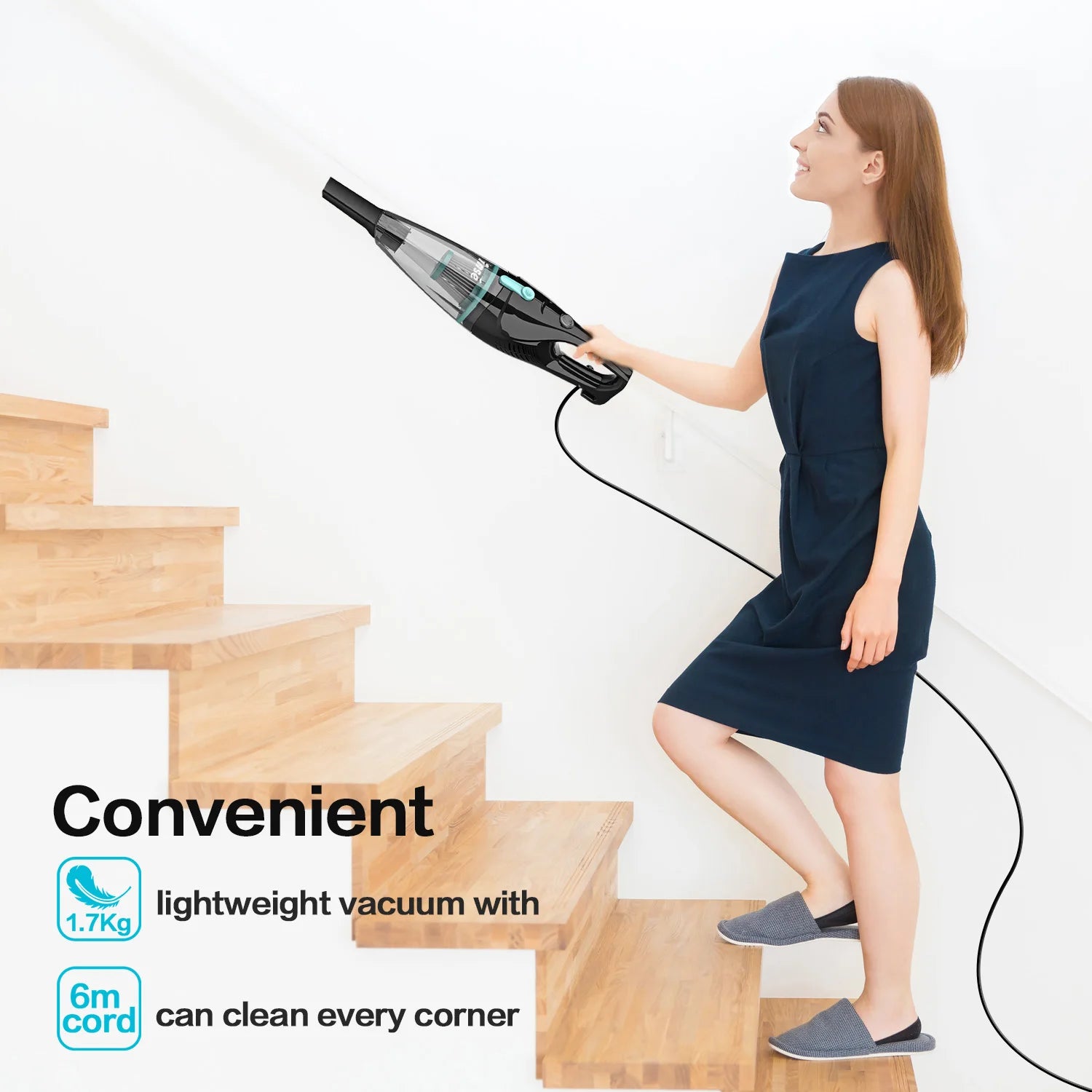 INSE R3S Corded Vacuum Cleaner 16Kpa 6M Long Cord Handheld - The Kings Lots
