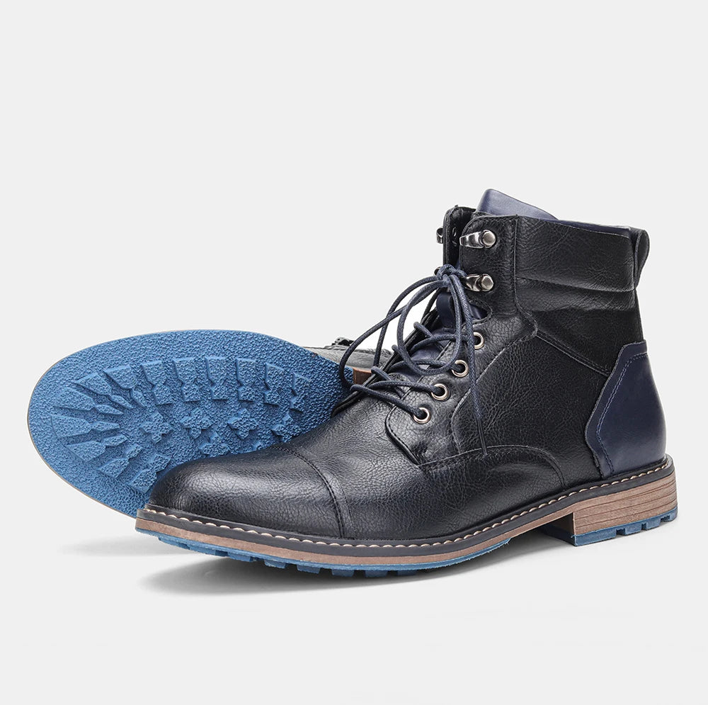 Size 8-13 Retro Men Boots 2025 Fashion Comfortable Spring Leather Boots - The Kings Lots