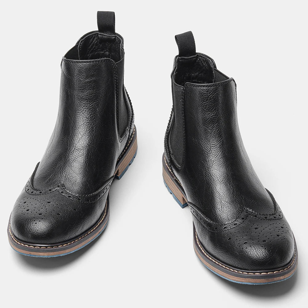 Brogue Men Chelsea Boots 2025 American Style Comfortable Fashion - The Kings Lots