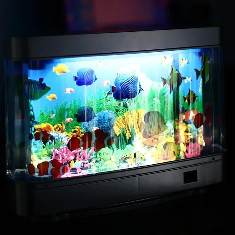 Tropical Fish Tank Lamps Artificial Aquarium Decor Virtual Ocean in Motion Night Light For Children Halloween Christmas Gift Toy - The Kings Lots