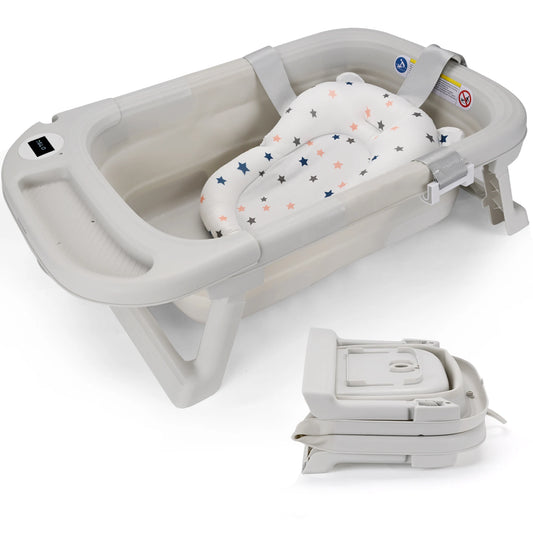 Baby Bathtub with Soft Cushion & Thermometer Portable Tub - The Kings Lots