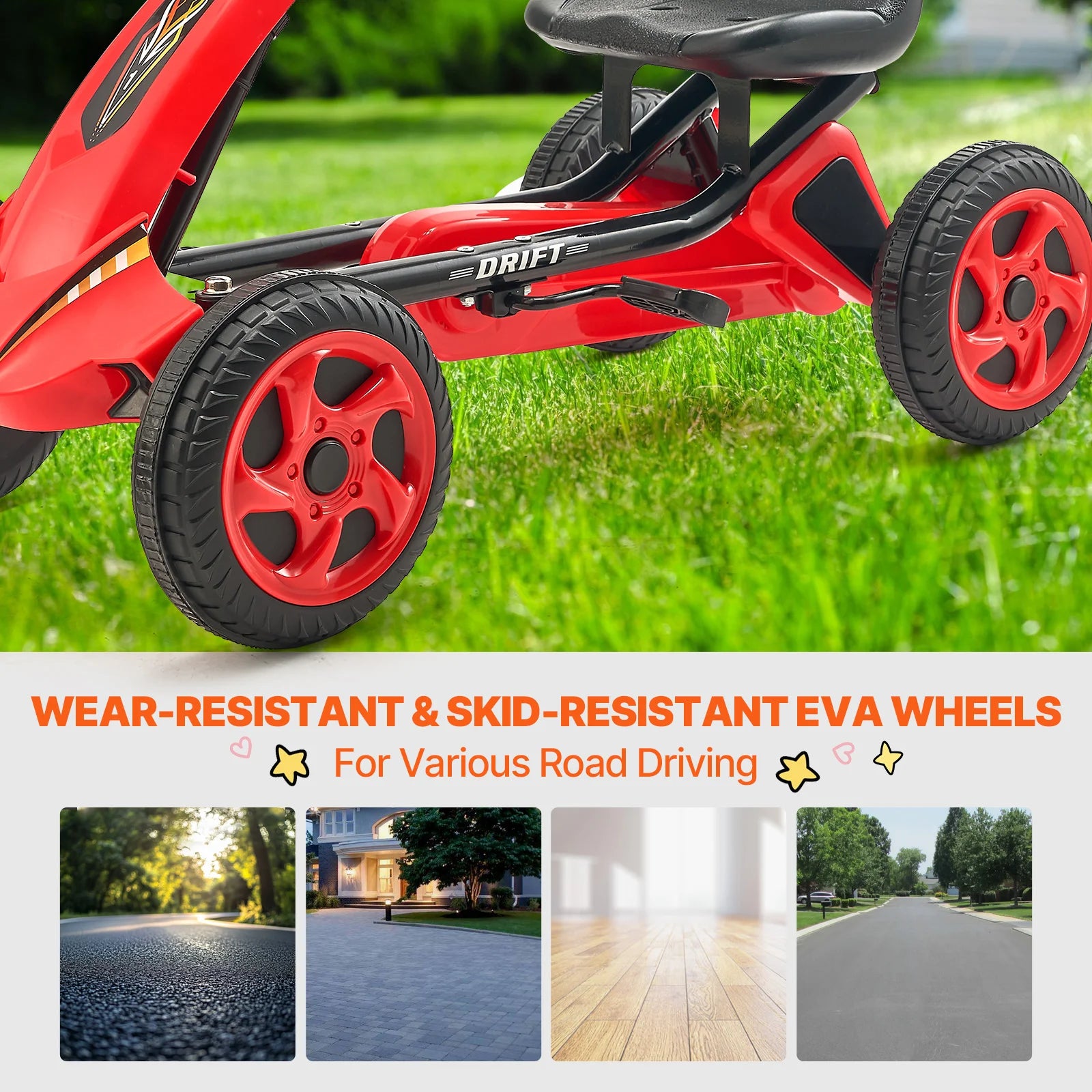 VEVOR 66lbs Kids Pedal Go Kart 4 Wheel Off-Road Pedal Ride On Toys with Adjustable Seat Outdoor Racer Pedal Car for Boys & Girls - The Kings Lots
