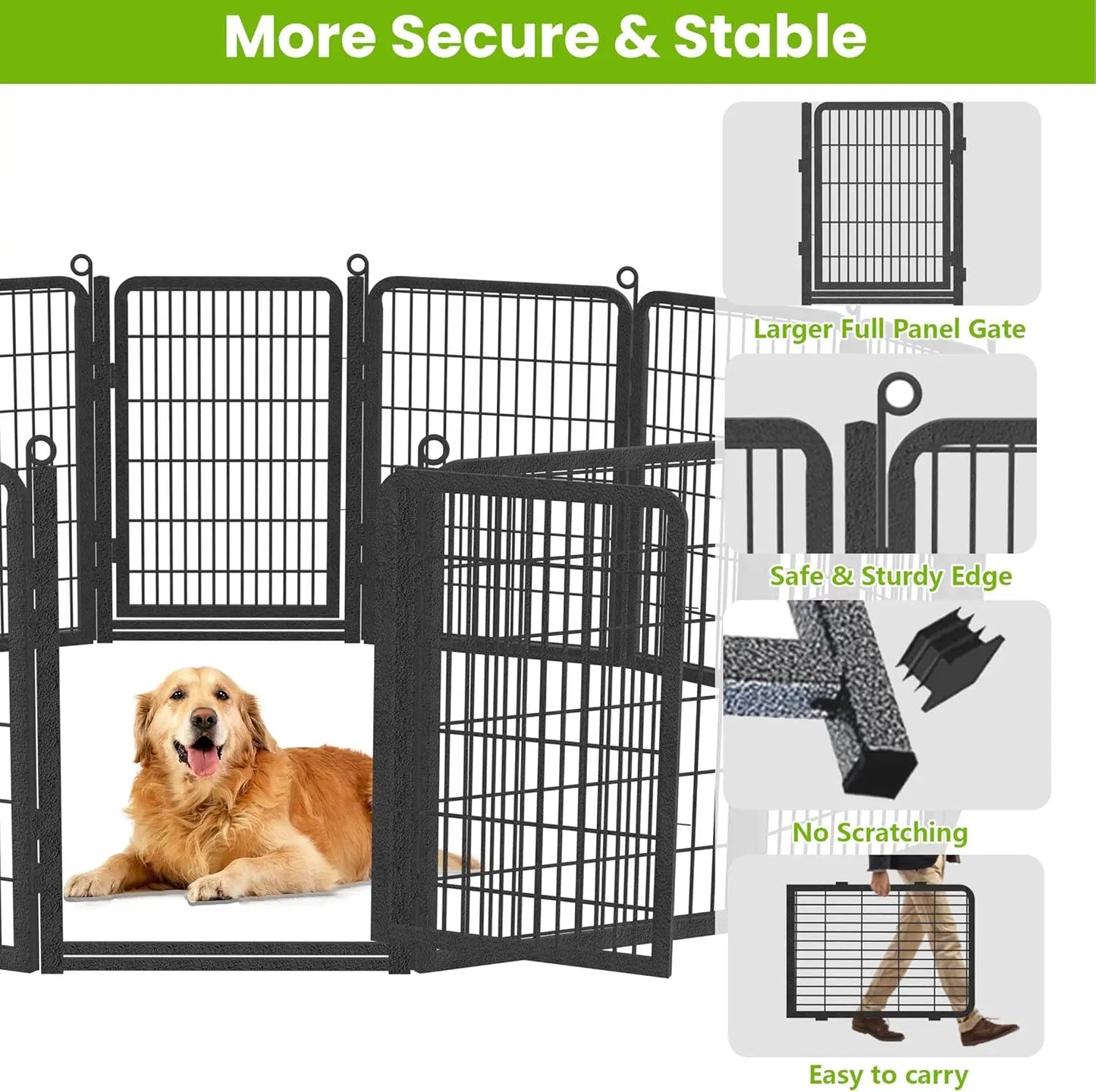 Dog Playpen Metal Outdoor Dog Pen with Door 40 Inch Height