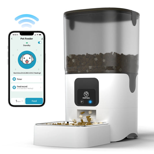 PAPIFEED Smart Automatic Cat Feeders WiFi Pet Feeder with APP Control for Remote Feeding Detachable for Easy Clean Cat Food - The Kings Lots