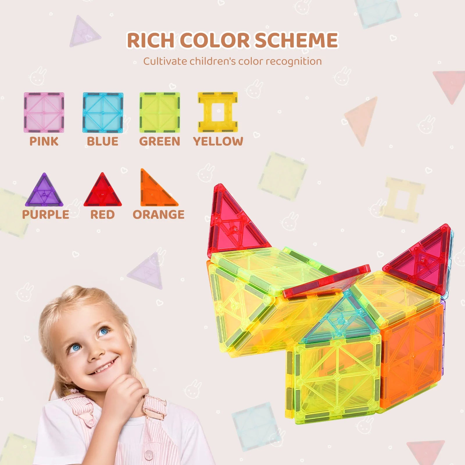VEVOR 32PCS Light Magnetic Tiles Building Blocks Set Magnet Educational STEM Sensory Stacking Toys Gifts - The Kings Lots
