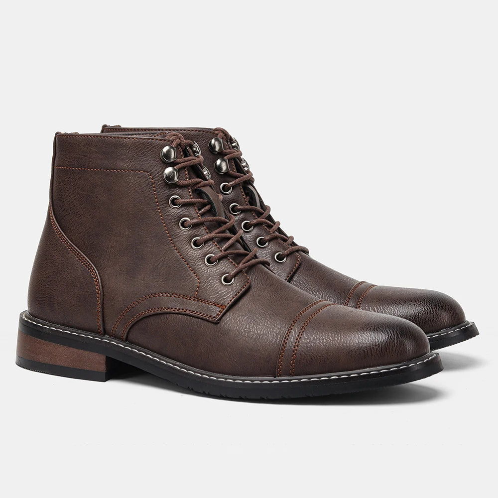 Size 8-13 Retro Men Boots 2025 Fashion Comfortable Spring Leather Boots - The Kings Lots