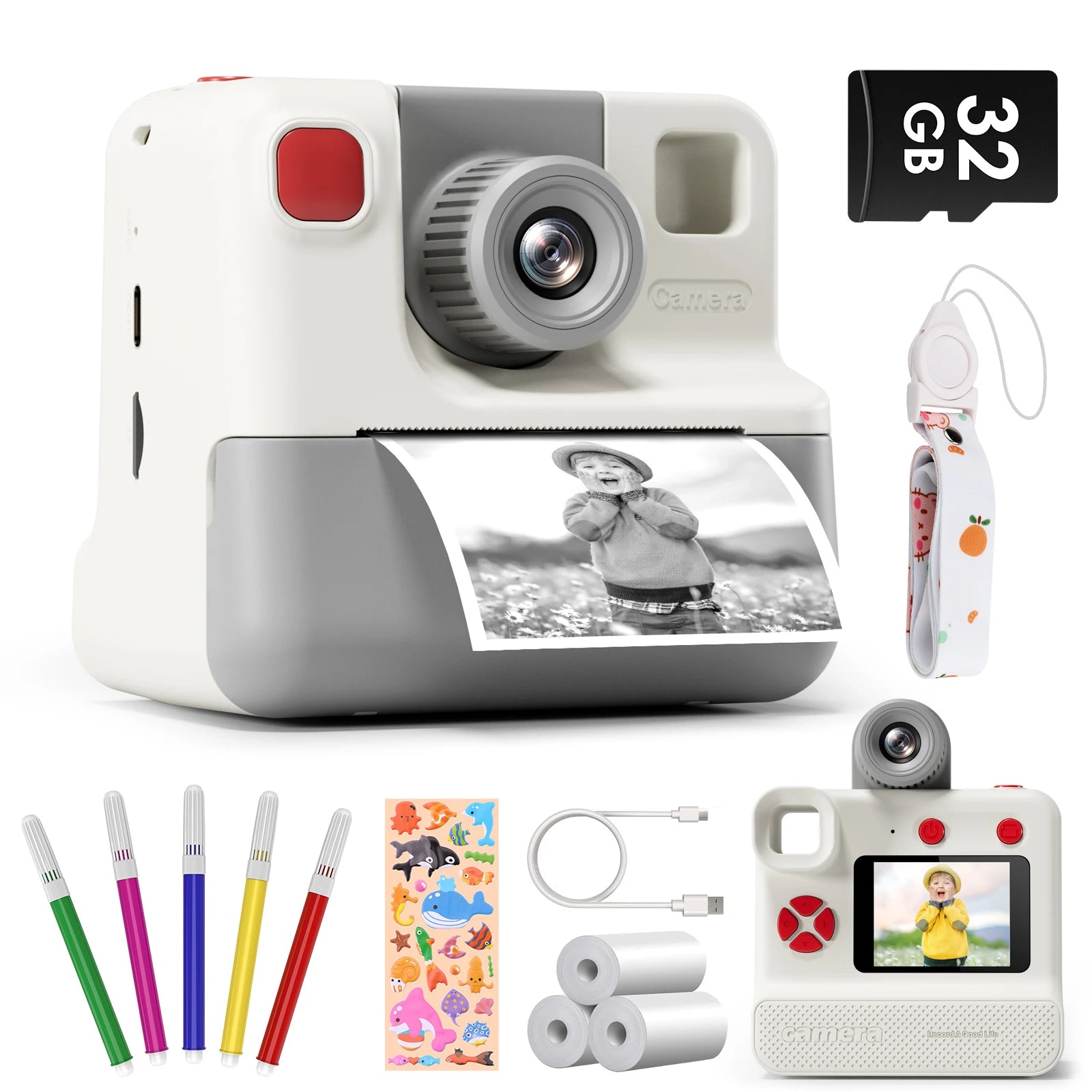 Gofunly Kids Digital Camera Toy 1080P HD Instant Print Camera - The Kings Lots