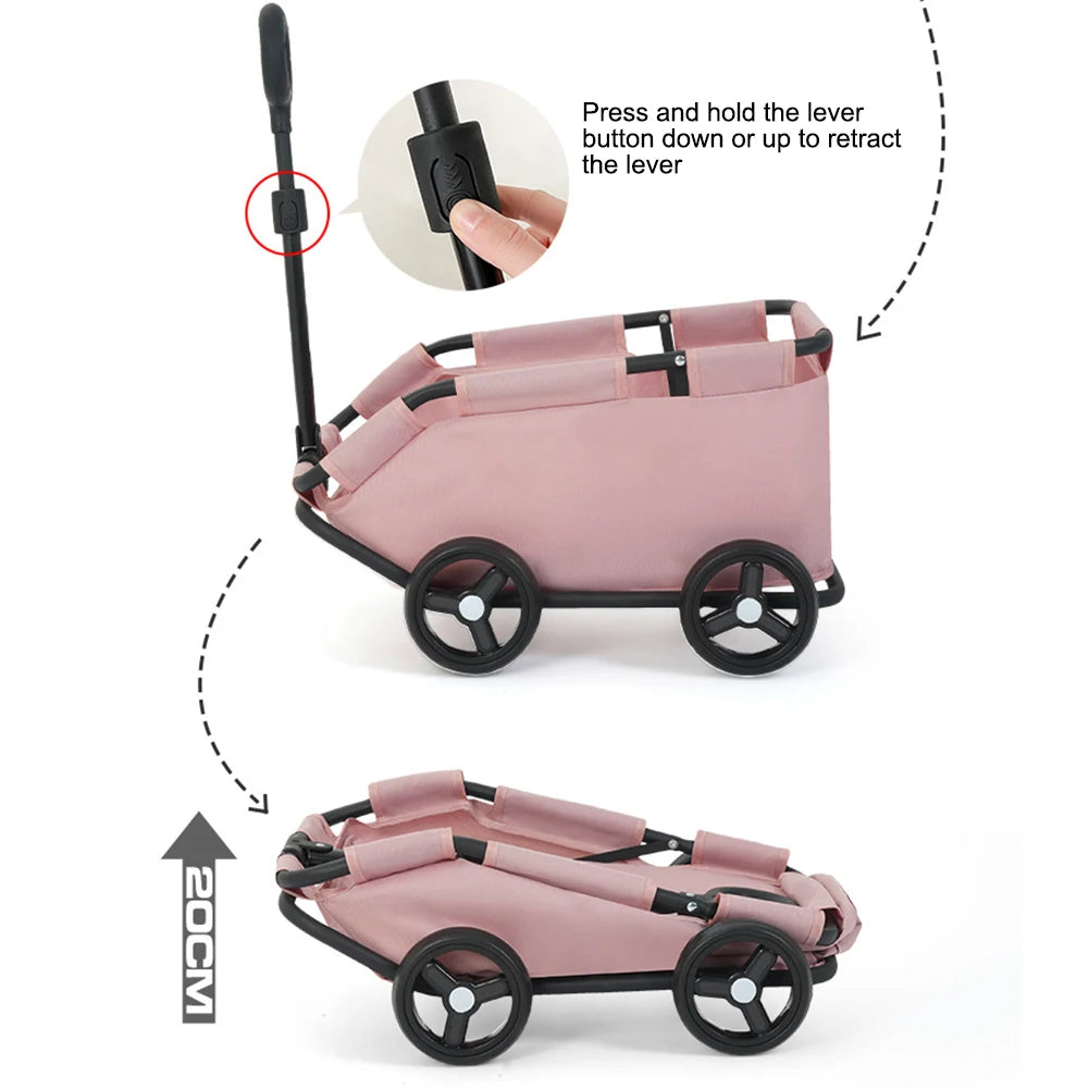 Folding Dog Stroller 4 Wheels Teddy Baby Stroller for Traveling Rolling Cat Carrier Pet Carriage for Travelling Shopping Walking