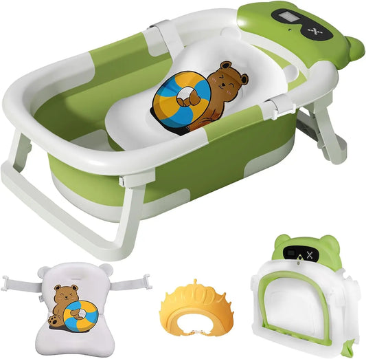 Baby Bathtub Real-Time Temperature Display Non-Slip Folding Tub - The Kings Lots
