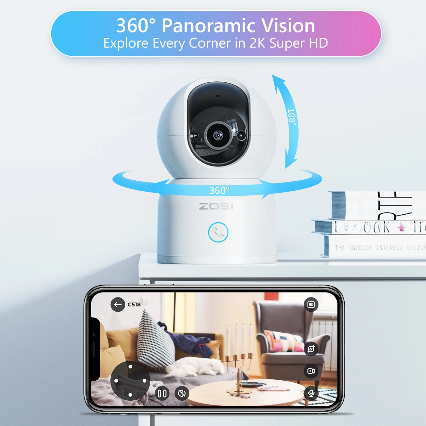 ZOSI 3MP Baby Monitor 2.4G/5G 360 Pan Tilt Pet Camera - The Kings Lots