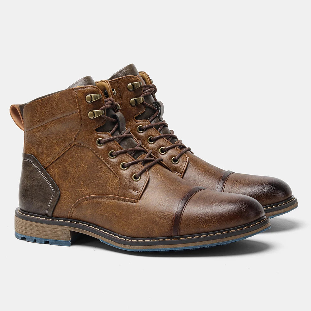 Size 8-13 Retro Men Boots 2025 Fashion Comfortable Spring Leather Boots - The Kings Lots