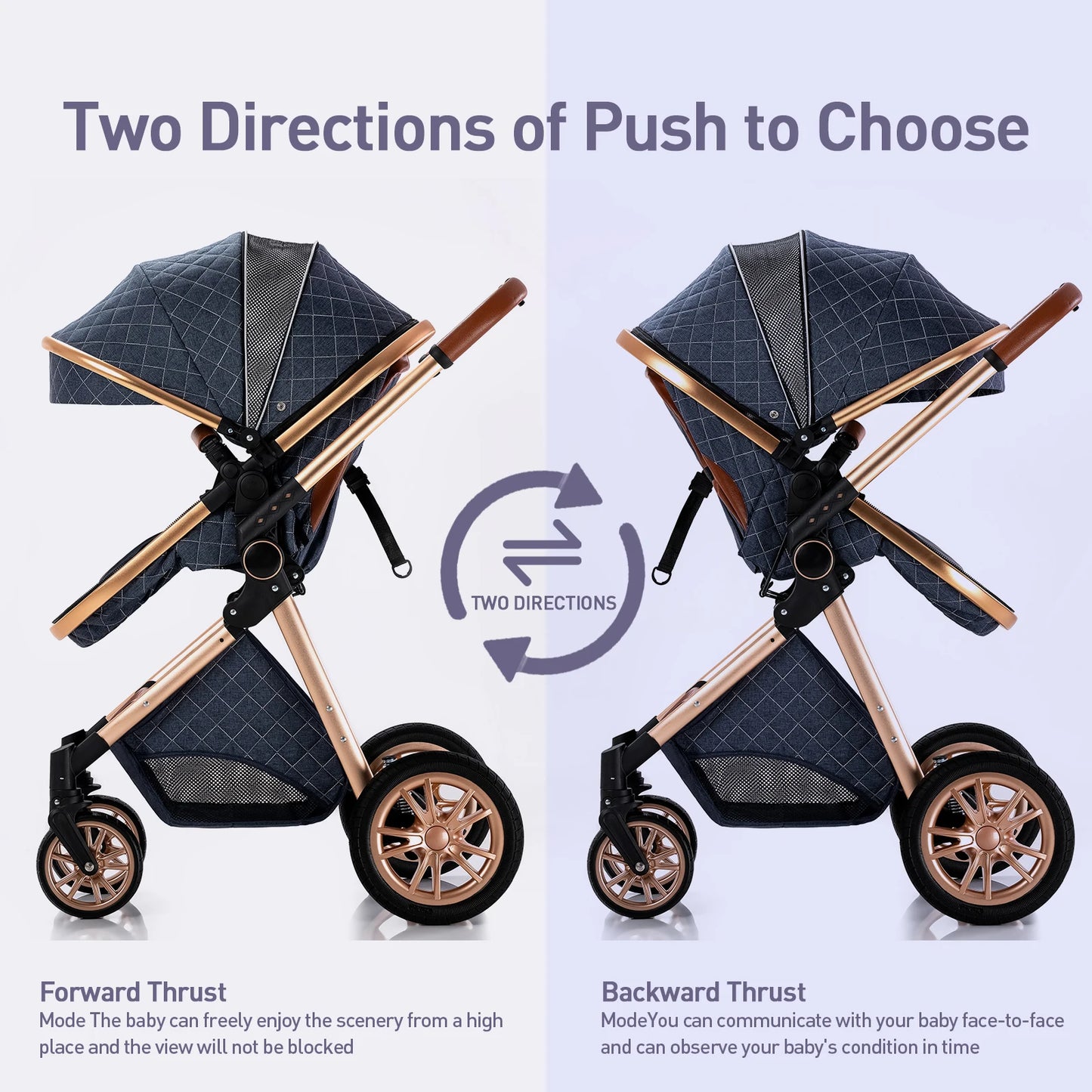 Luxury Baby Stroller 3 in 1 High Landscape Baby Cart Can Sit Can Lie Portable Pushchair Baby Cradel Infant Carrier - The Kings Lots