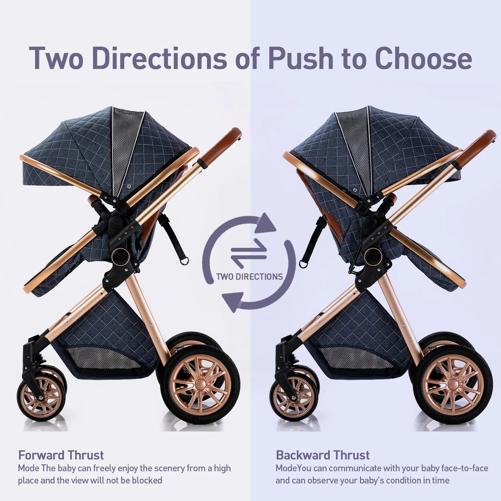 Luxury Baby Stroller 3 in 1 High Landscape Baby Cart Can Sit Can Lie Portable Pushchair Baby Cradel Infant Carrier - The Kings Lots