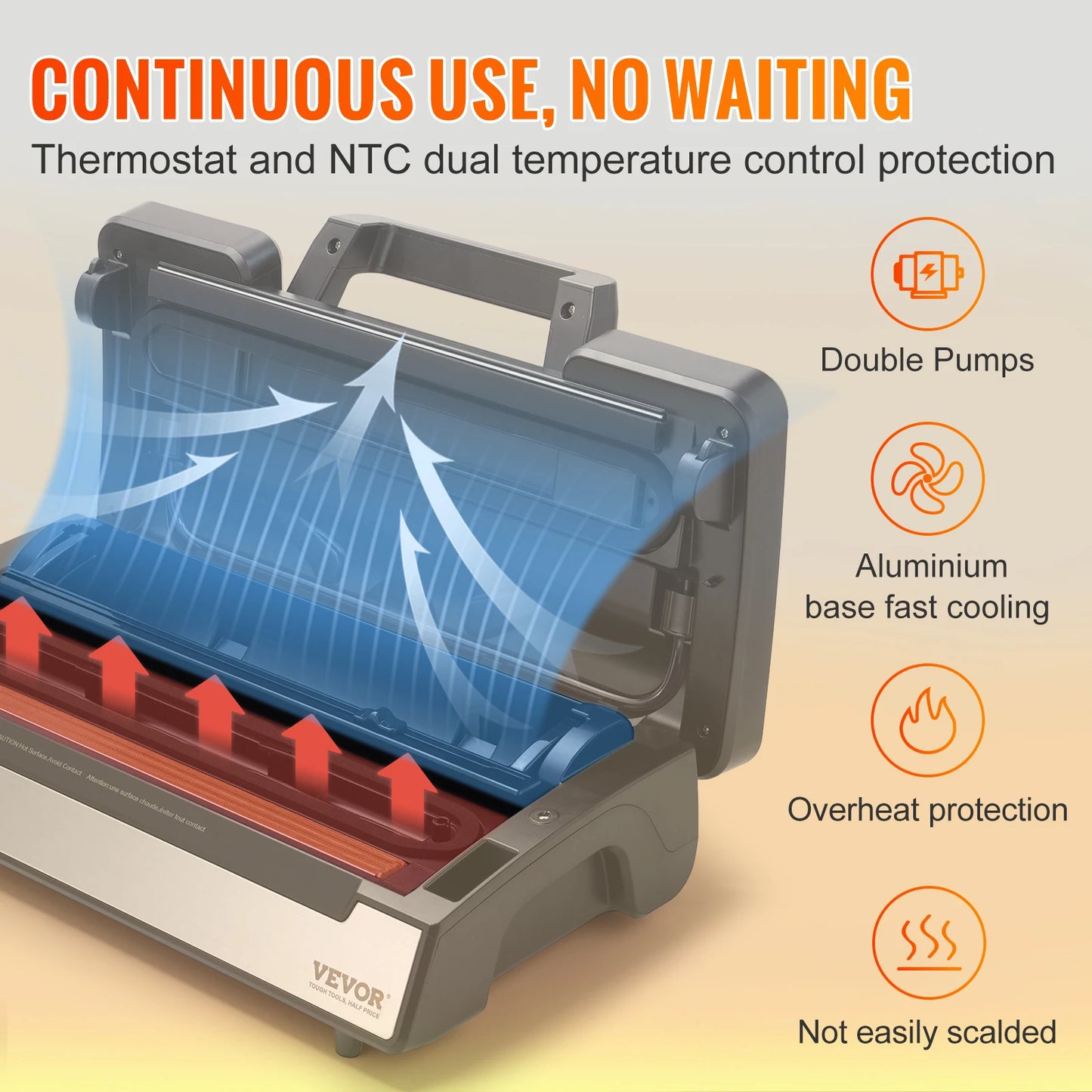 VEVOR 90Kpa 130W Vacuum Sealer Food Packaging Machine