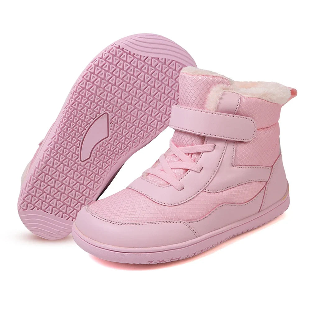 Kid's Snow Boots Children's Outdoor Wide Toe Barefoot Shoes Warm Waterproof Winter Boots High-top Velvet Boot Size 25-35 - The Kings Lots