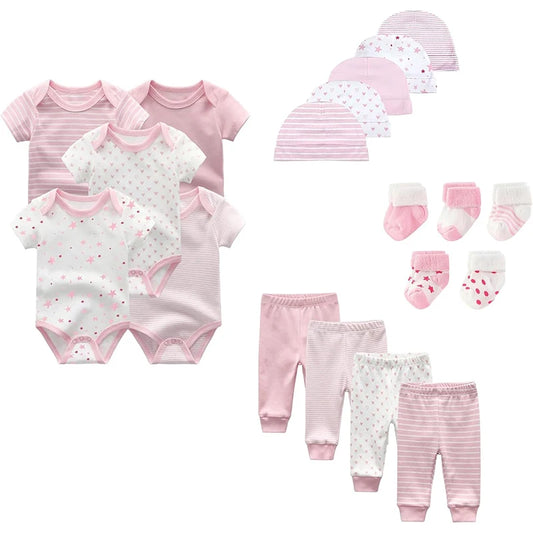 Unisex Baby Boy Girl Layette Sets Bodysuits Pants And Accessories 19 Packs Comfort Infant Outfit New Born Essentials - The Kings Lots